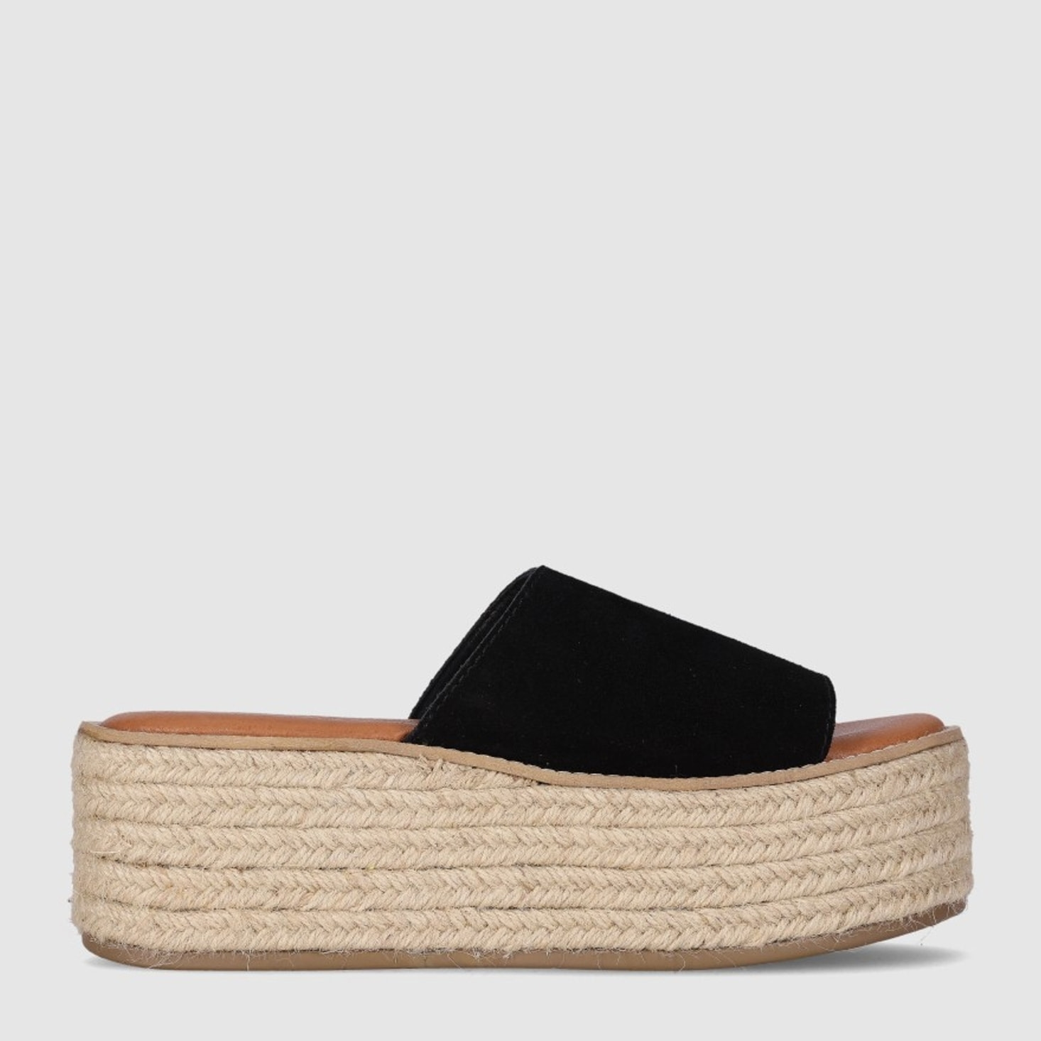 Sandalias de Serraje - Negro - Tacón: 6 cm