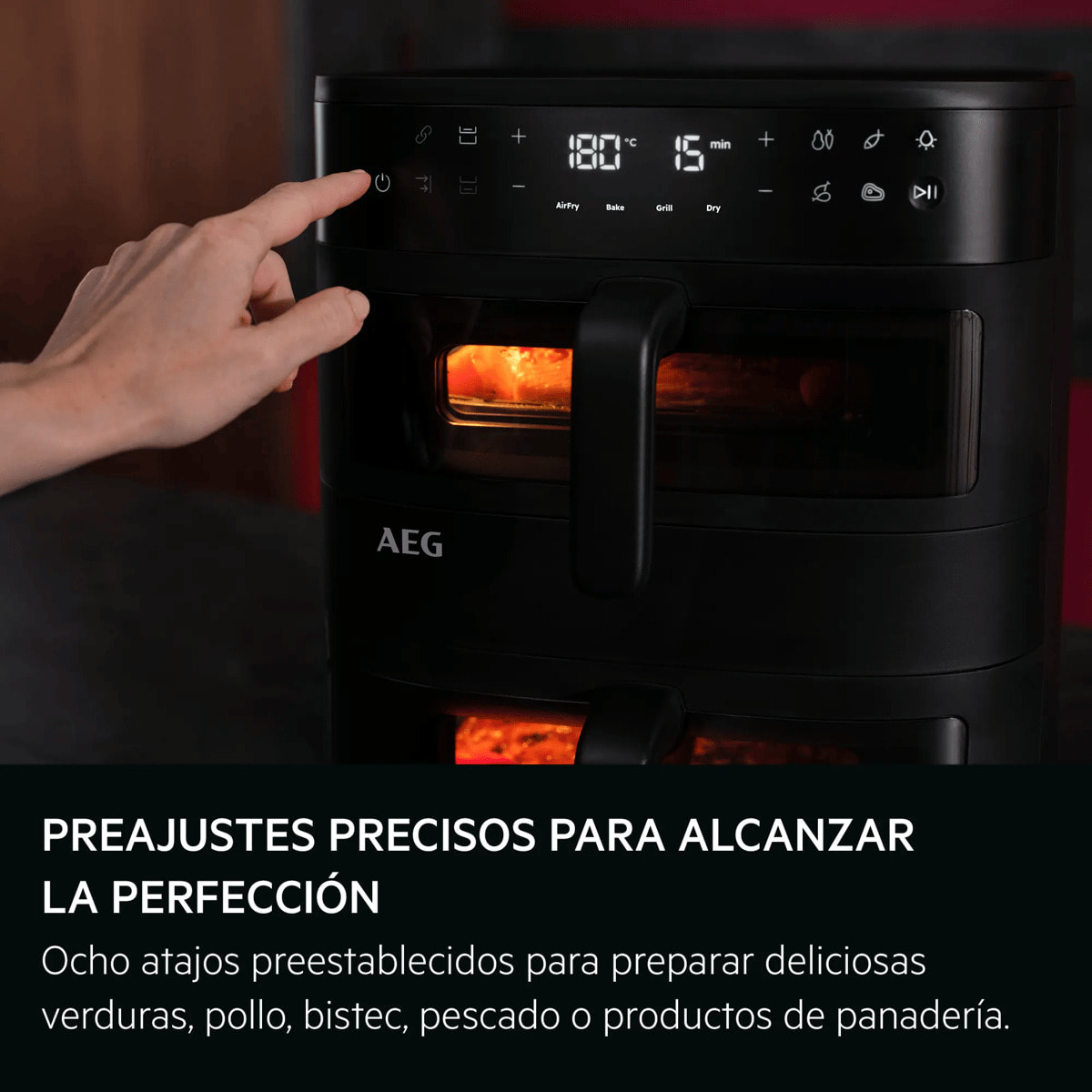 AEG Freidora de aire Dual con doble cajón independiente, 11 litros y 8 programas AAFD11B