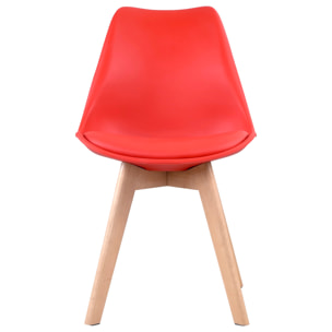 Lot de 4 chaises scandinaves NORA rouge avec coussin