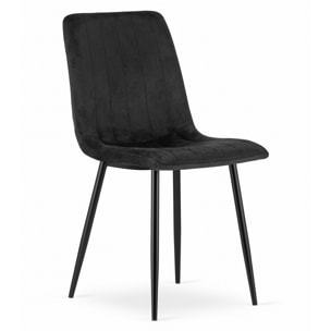Sedia LAVA in velluto nero con gambe in metallo