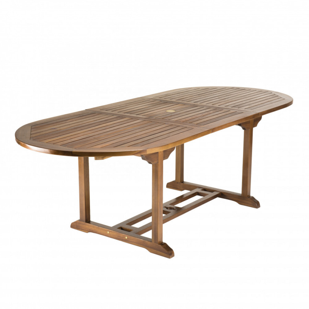 HANNA - Table de jardin 8/10 personnes - table ovale extensible 180/240x100cm en bois teck huilé