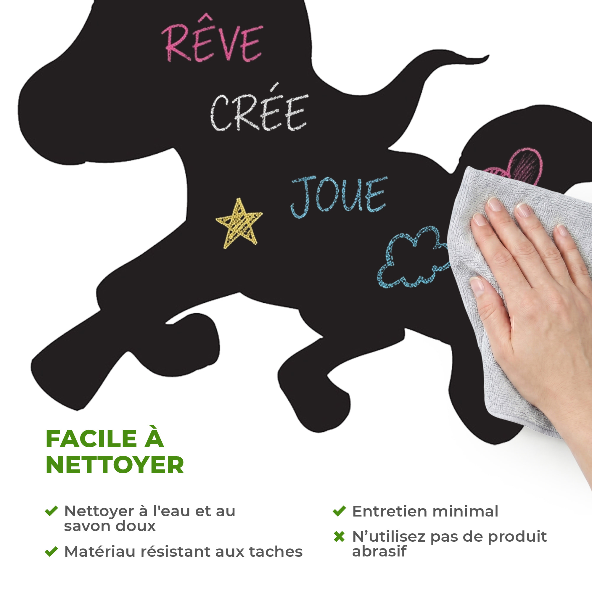Sticker ardoise tableau noir - stickers muraux adhésif effaçable - LICORNE