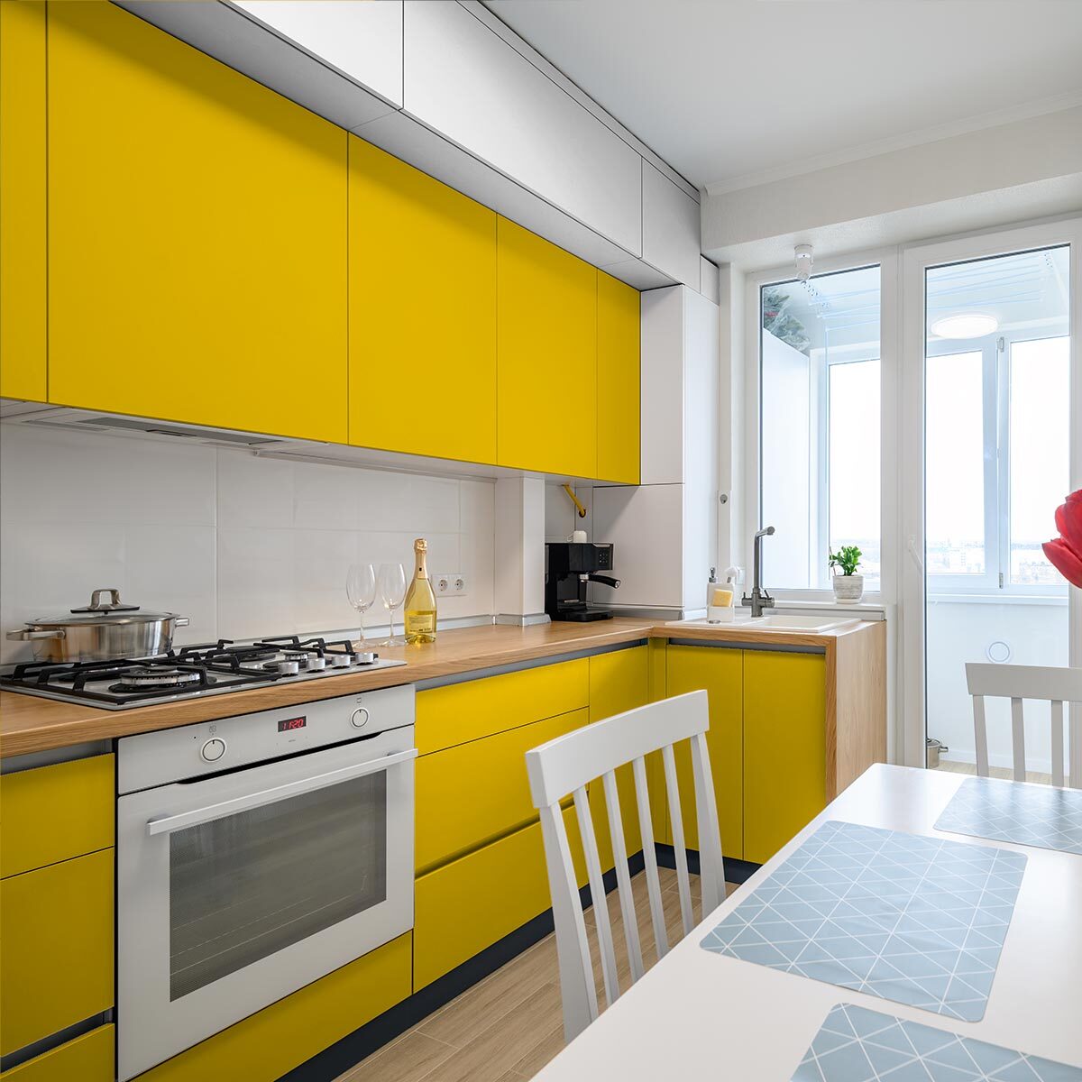 Rouleau adhésif décoratif Vinyle au Mètre - Jaune moutarde - Sticker Lavable Imperméable Mur Cuisine Meubles
