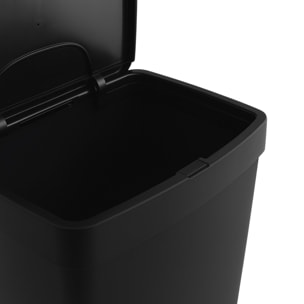 Cubo de basura o reciclaje 70l en negro, vertical, en 2 compartimentos, papelera para residuos, 76 cm de altura, fácil gestión, negro antracita