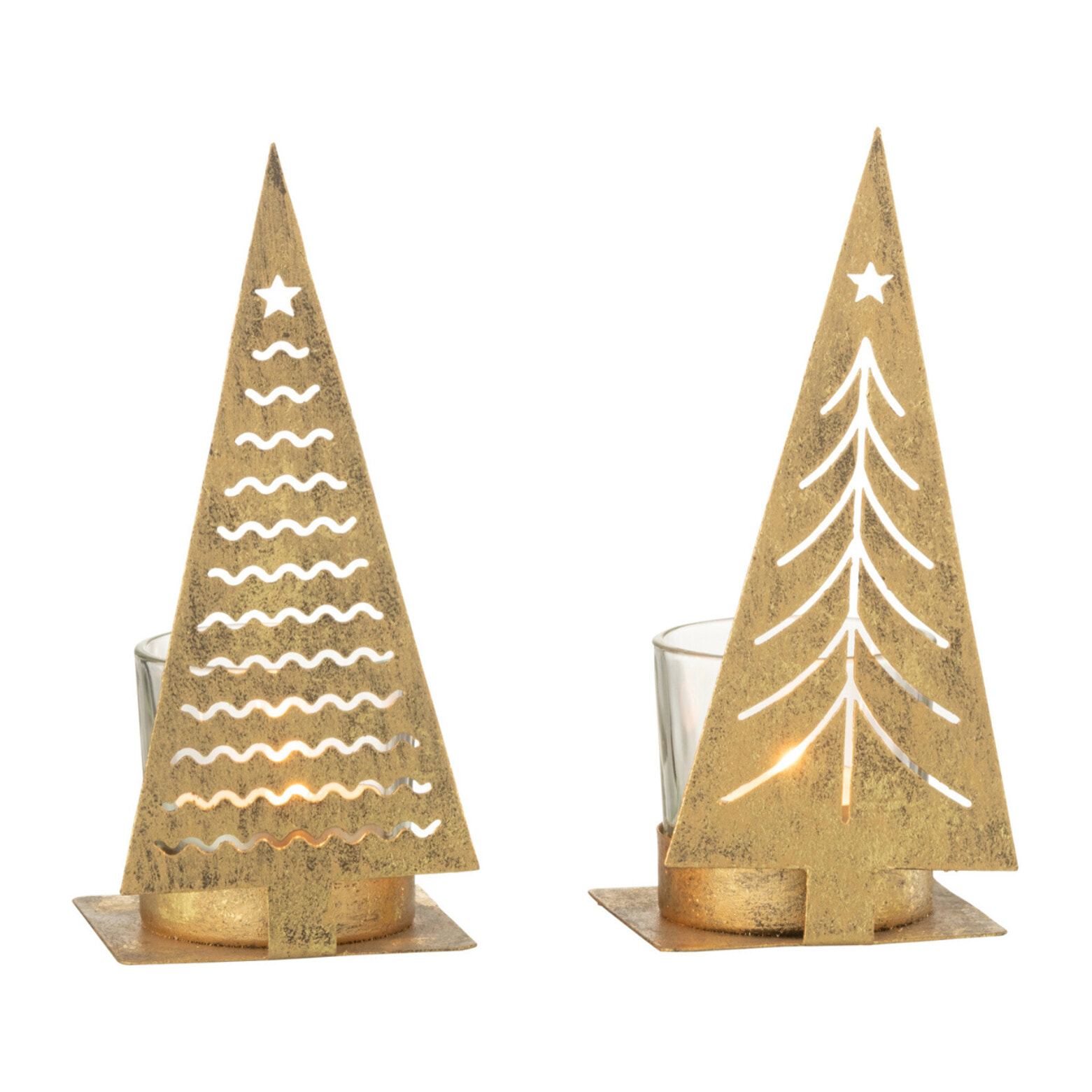 J-Line porte-bougie sapin de Noël - métal - 2 pcs