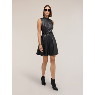 Motivi - Vestito flare corto con collo alto - Nero