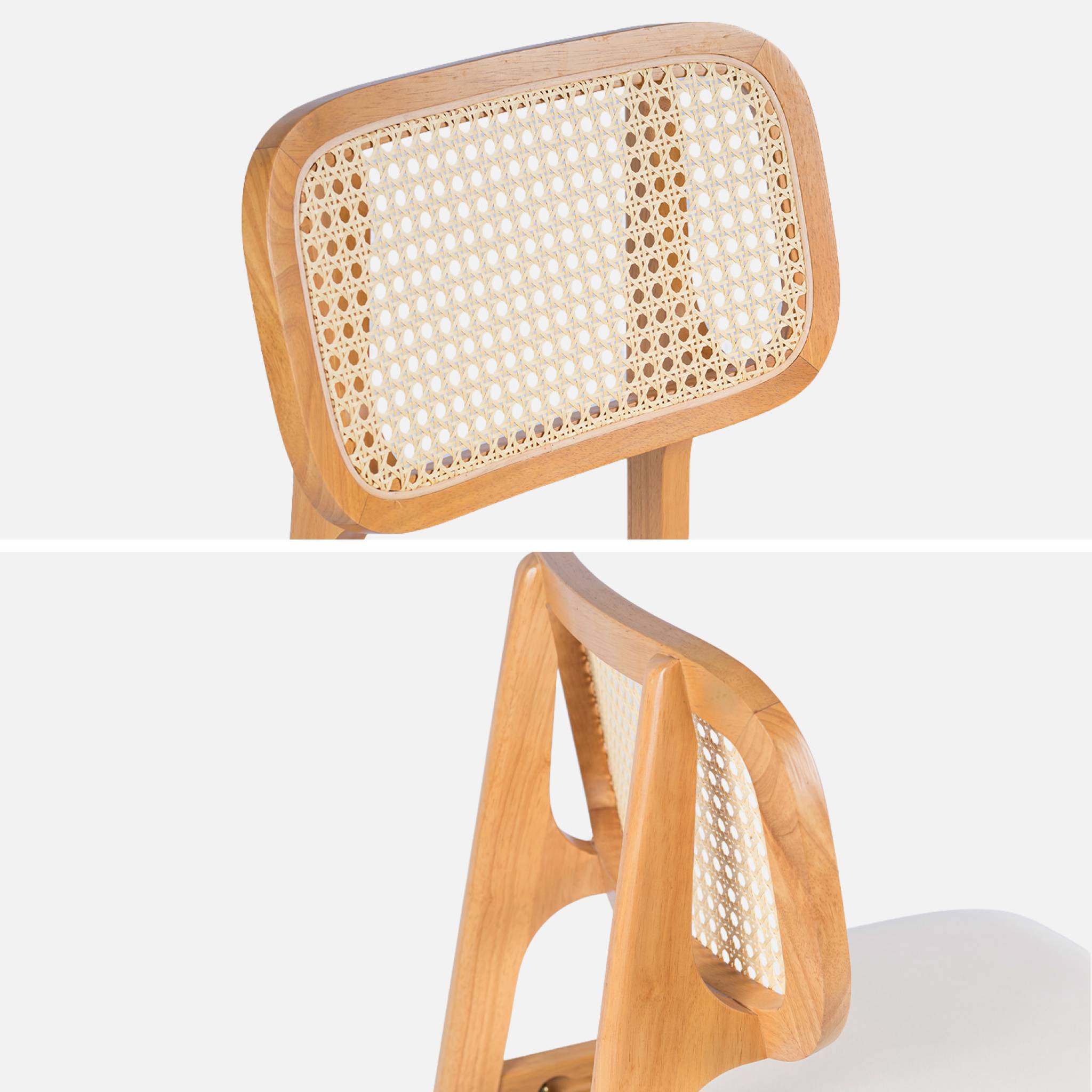 Tabouret de bar bois d'hévéa cannage et tissu 66,5cm (lot de 2) MANI