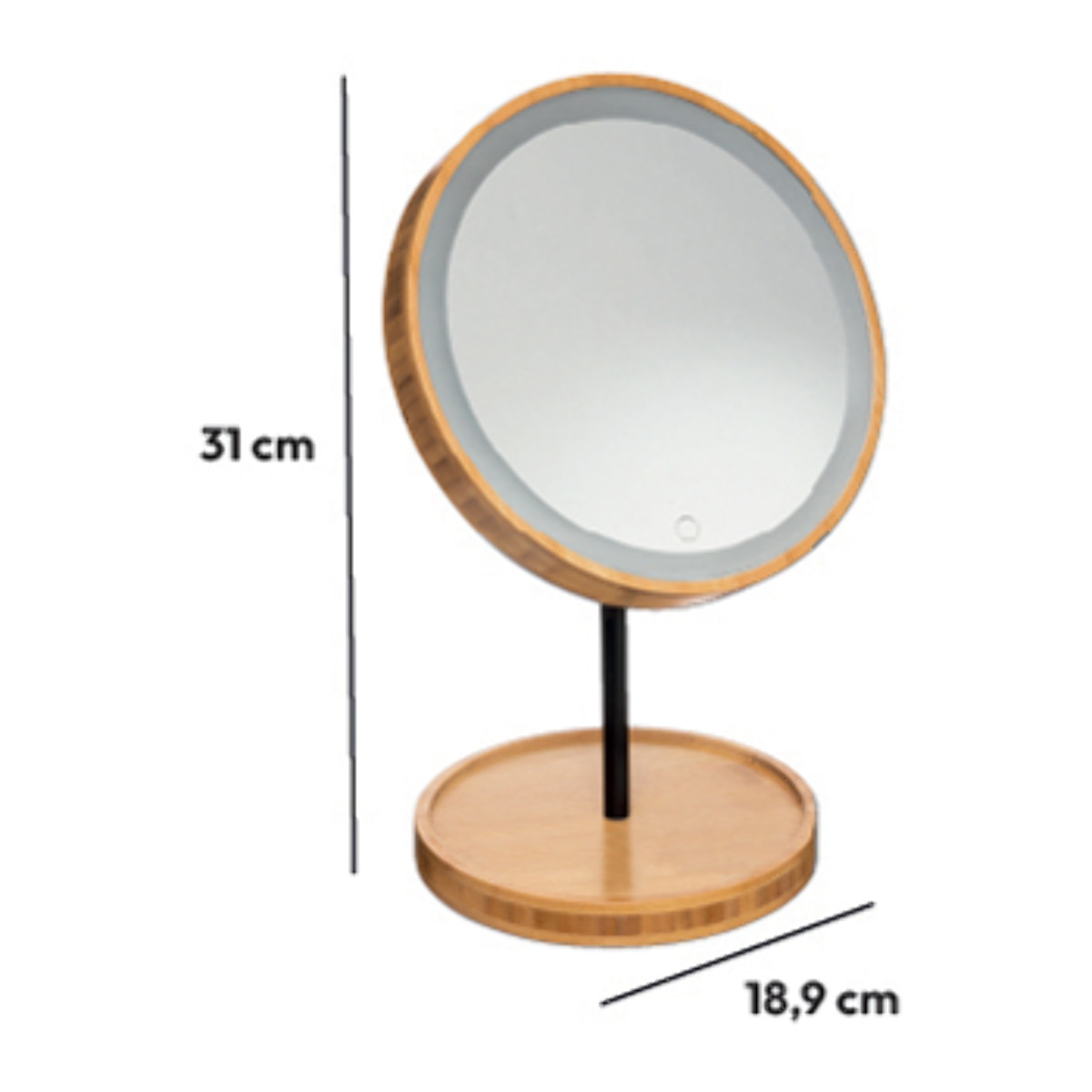 Miroir avec pied à led 18 cm Bambou