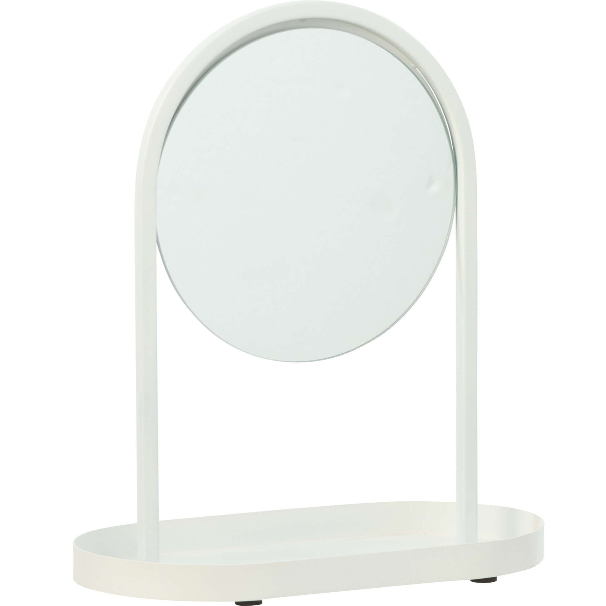 J-Line Miroir de Table + Support Bijoux - métal - blanc - small