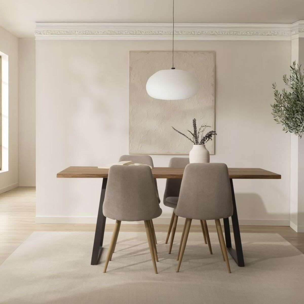 Table à manger Atlas -bois massif d'araucaria-couleur lixa 180 x 75 x 90 cm