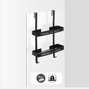 Serviteur de douche 2 niveaux stick adhésif noir "Blackalu"