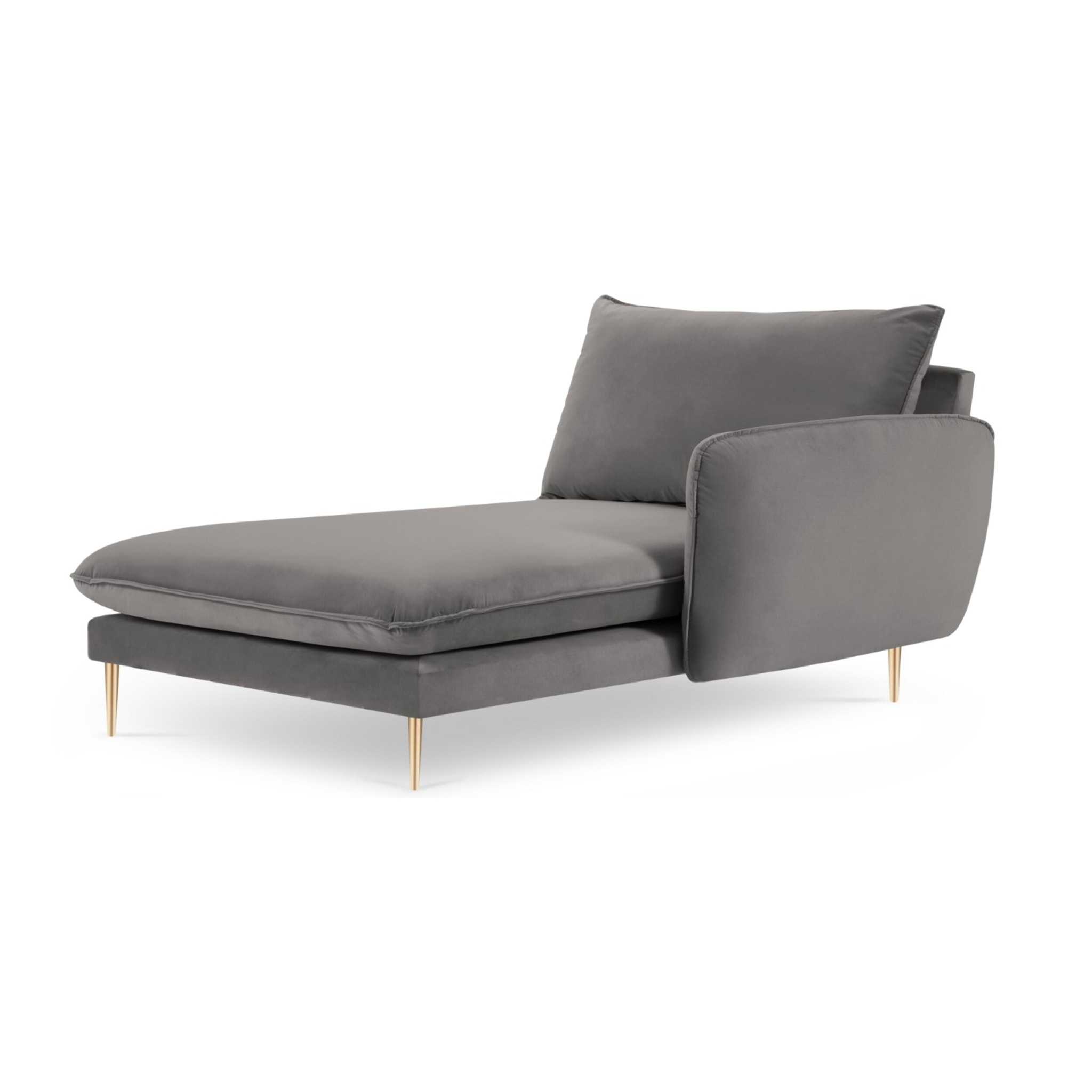 Méridienne droite "Vienna" en velours gris clair
