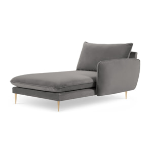 Méridienne droite "Vienna" en velours gris clair