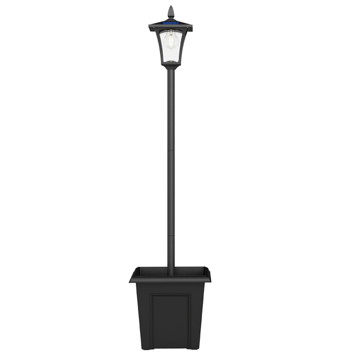 Lampadaire solaire LED jardinière 2 en 1 H.160 cm noir