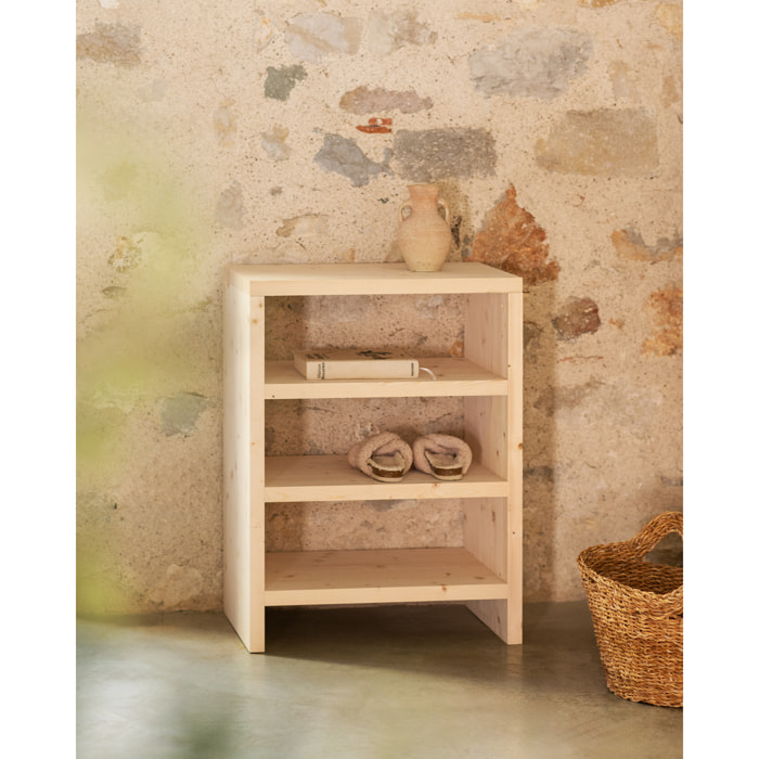 Estantería zapatero de madera maciza tono natural 80x60cm Alto: 80 Largo: 60 Ancho: 35