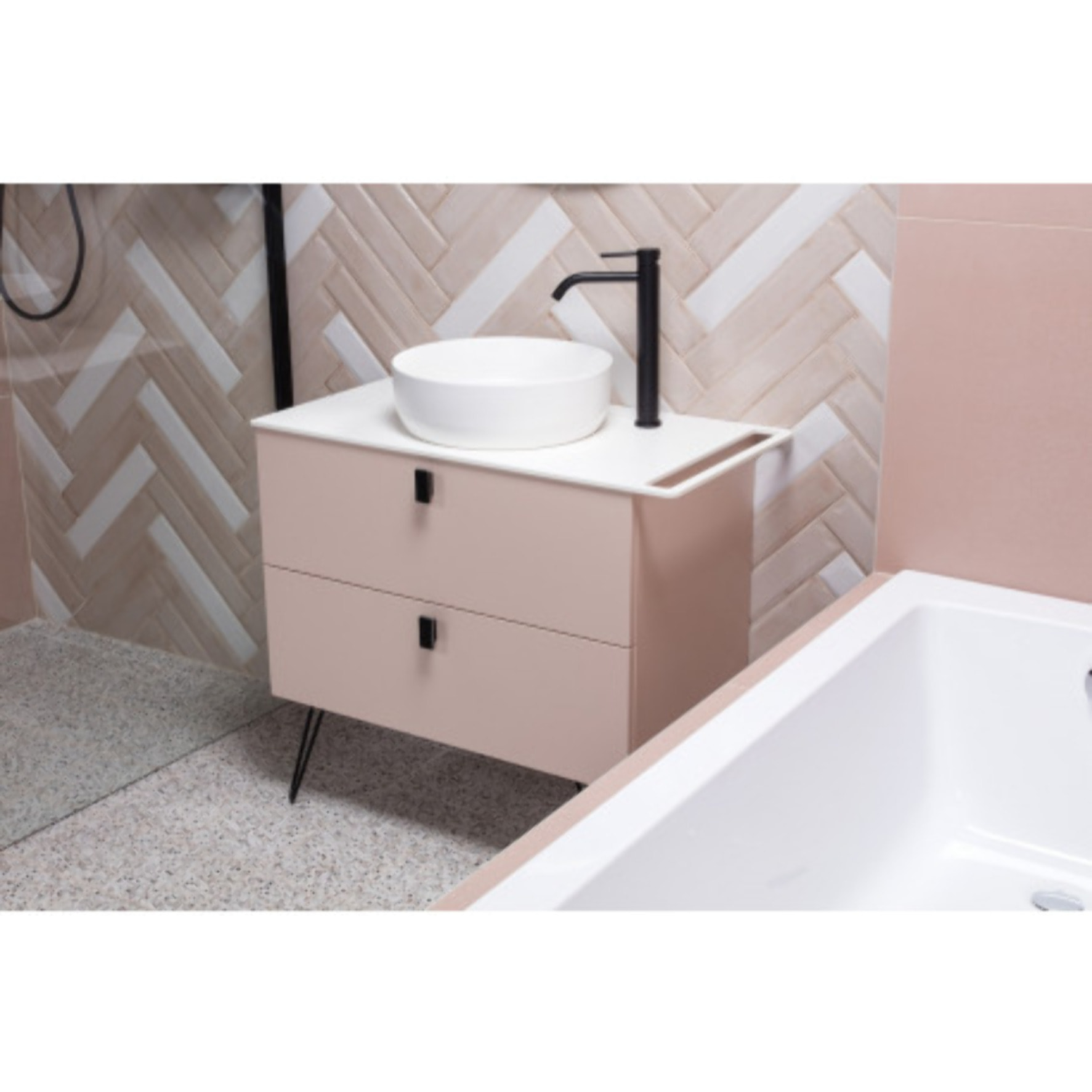 Set vasque à poser 39x39x12cm sans trop-plein + bonde à écoulement libre Infinitio blanc SetSATINF-blanc