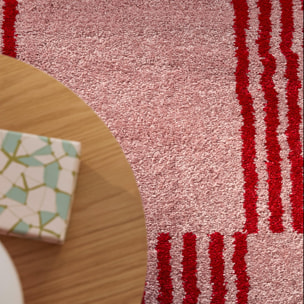 GROOVY - Tapis rétro coloré style seventies - Confortable et moelleux - Rouge