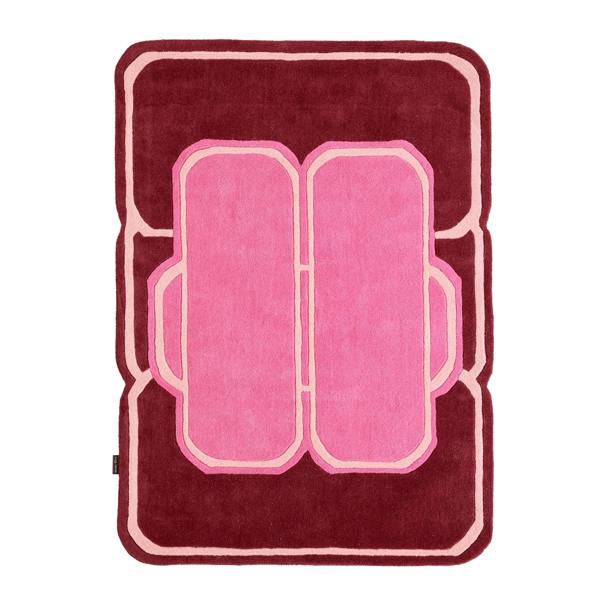 PANTONE - Tapis en laine fait main NUAGE SUCRE à motif géométrique rose