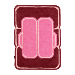 PANTONE - Tapis en laine fait main NUAGE SUCRE à motif géométrique rose