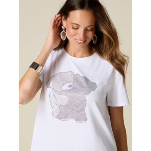 Oltre - T-shirt in jersey con micro cristalli - Bianco
