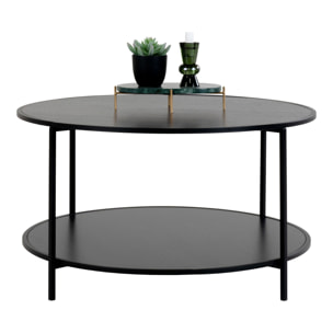 Tavolino da salotto Vita rotondo in nero con struttura in acciaio, ø80×45 cm