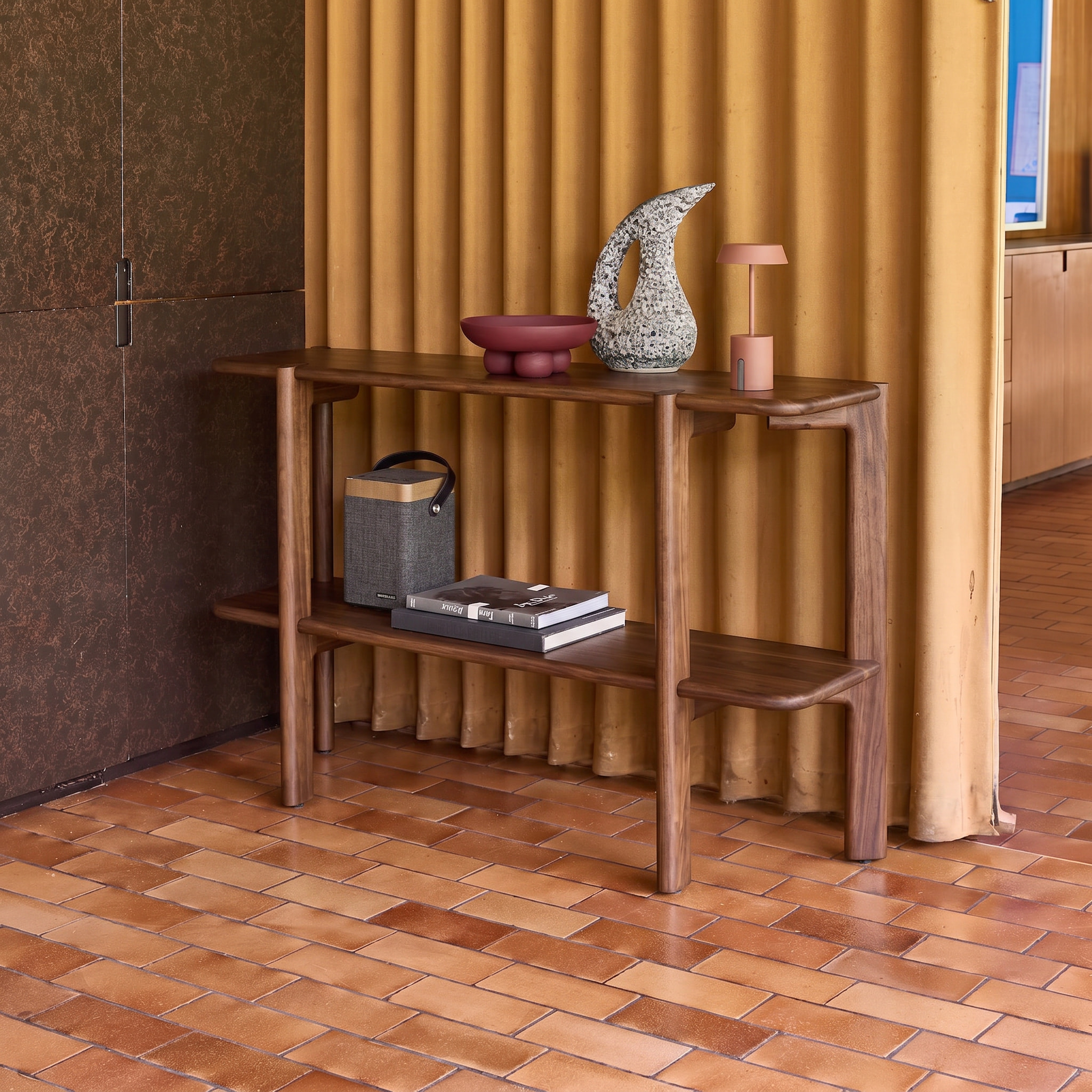 Console exotique bois d'acacia 1 étagère REVA