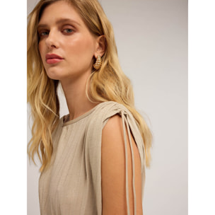 Motivi - Vestido midi de jersey lurex - Beige