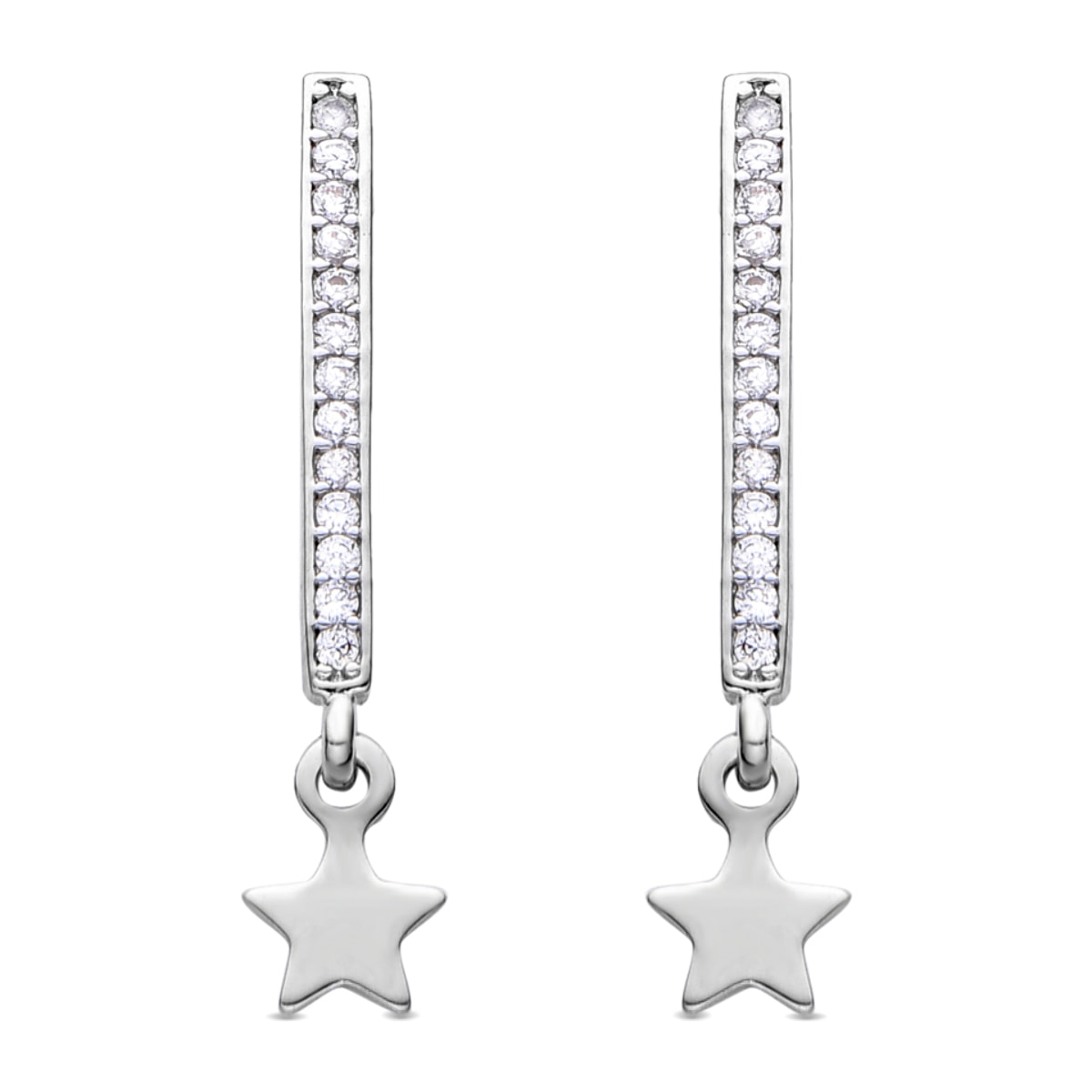 Pendientes de Circonita Brillante acabados en rodio