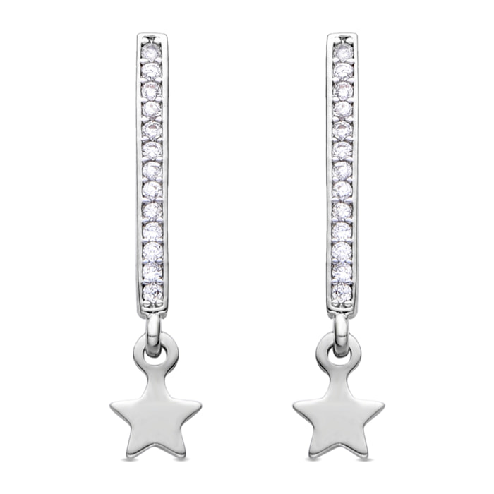 Pendientes de Circonita Brillante acabados en rodio