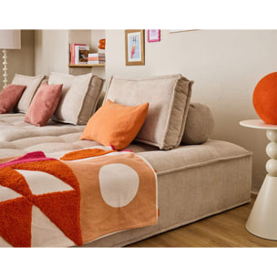 Marisol - canapé d'angle modulable 4 places - velours texturé - Beige