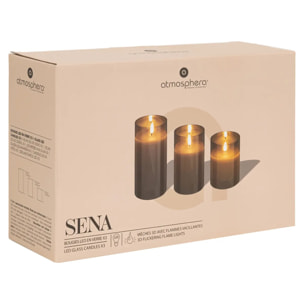 Coffret 3 bougies LED Sena verre ambre D75cm