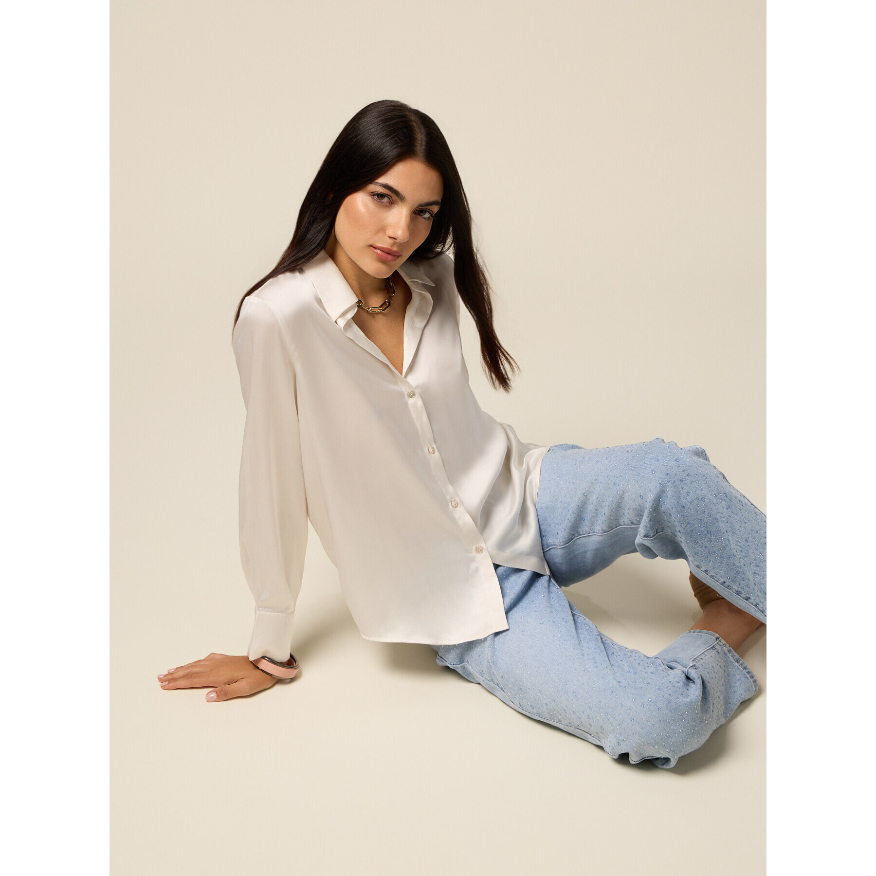 Oltre - Camicia in raso - Bianco