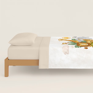 Naturals - Funda Nórdica Estampada - Infantil - 100% Algodón - Incluye 1 Funda de Almohada - Safari