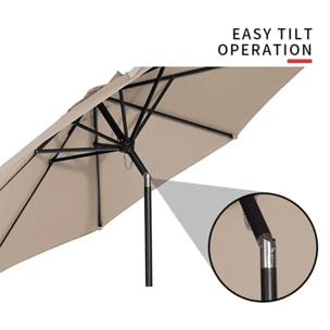 Ombrellone Da Giardino A Manovella Parasole Balcone Air Vent Inclinazione Regolabile Anti UV Impermeabile Mare Spiaggia Piscina Terrazzo 2.7 M Beige