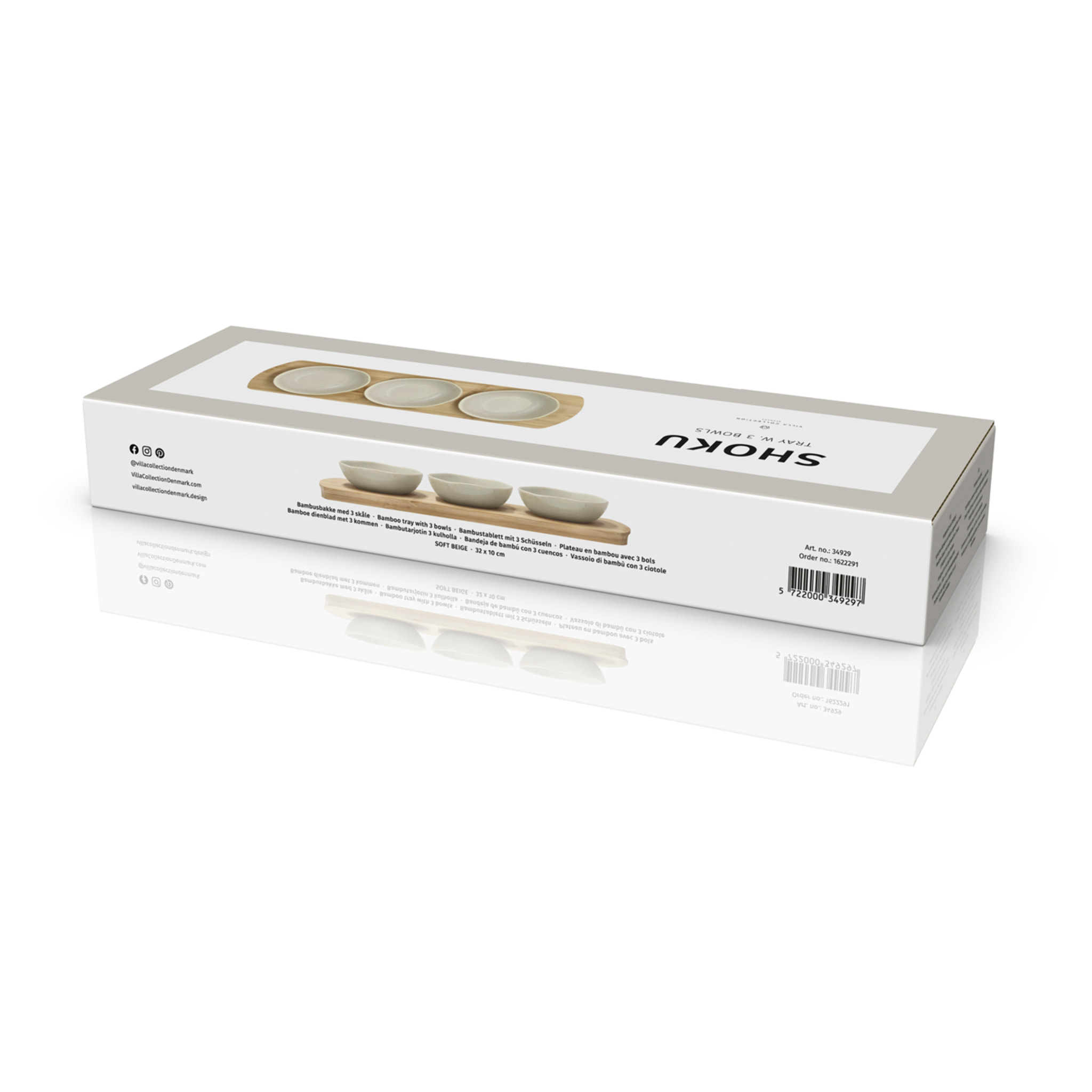 Plateau en bambou avec 3 bols Shoku