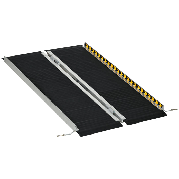Rampa para Sillas de Ruedas Plegable de Aleación de Aluminio 91/122 cm Rampa Portátil con Adhesivos Reflectantes Carga 272 kg
