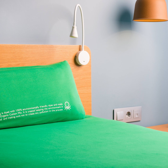 Set 2pc cama (funda nórdica 135x200cm + funda de almohada 80x80cm) 140gsm 100% algodón verde united in green be