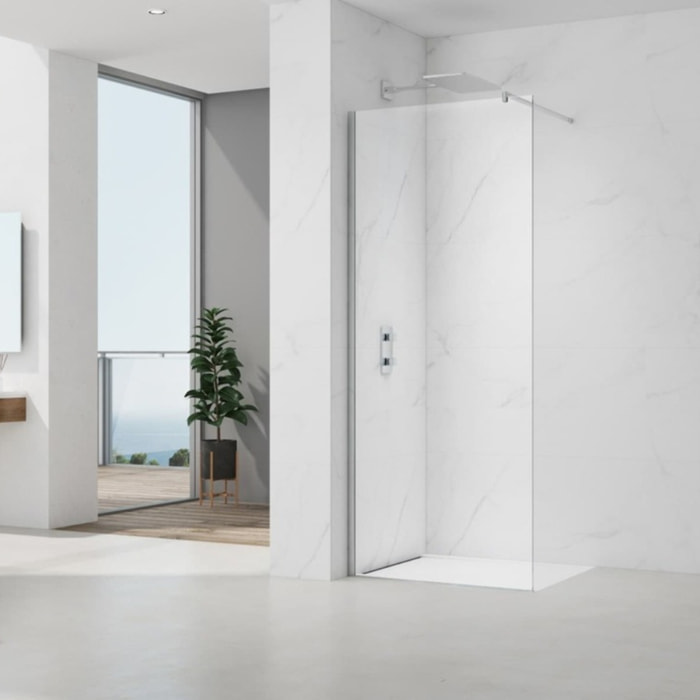 Project paroi de douche à l'italienne 80 cm avec accessoires de montage, chrome brillant (SATBWIPRO80)