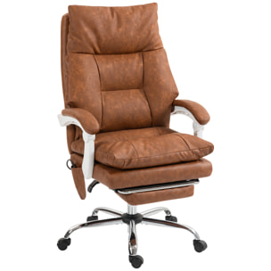 Fauteuil bureau manager inclinable repose-pieds rétractable camel vieilli