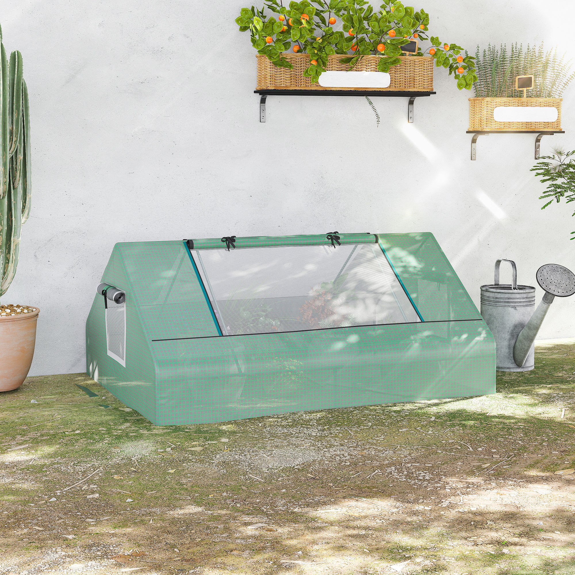 Invernadero de Exterior, 180x140x80 cm, Invernadero Pequeño con 4 Ventanas Enrollables de Malla, Marco de Acero y Cubierta PE 140g/Ã£Å½Â¡ Anti-UV para Jardin, Cultivos, Plantas, Verde