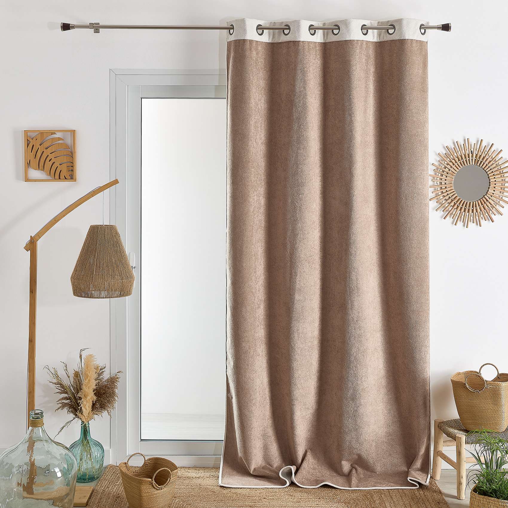 Rideau thermique et occultant double face aspect doudou - Ecru