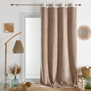 Rideau thermique et occultant double face aspect doudou - Ecru