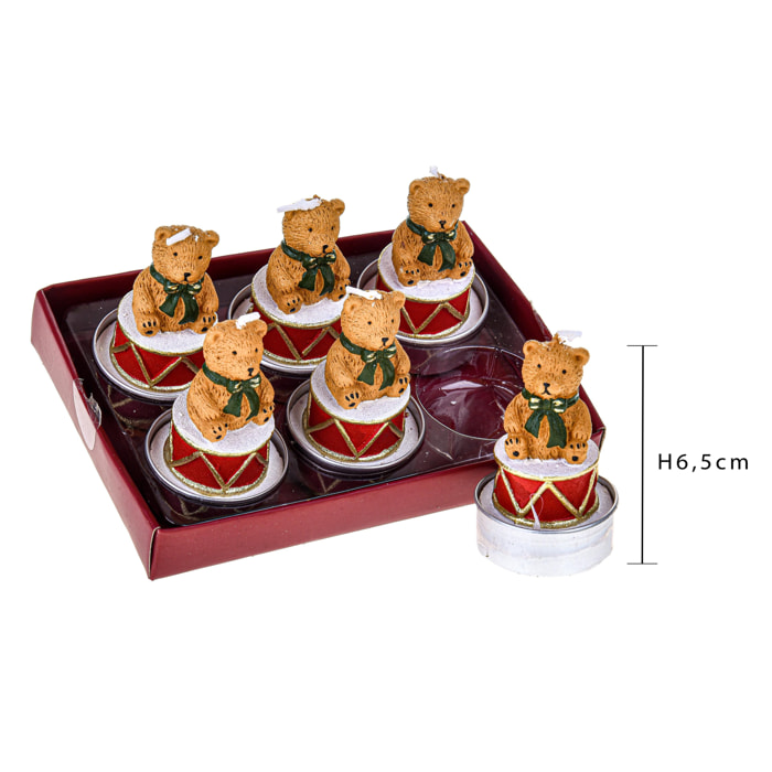 Tea light orsetto - Pezzi 3 - ROSSO - Bianchi Dino SpA