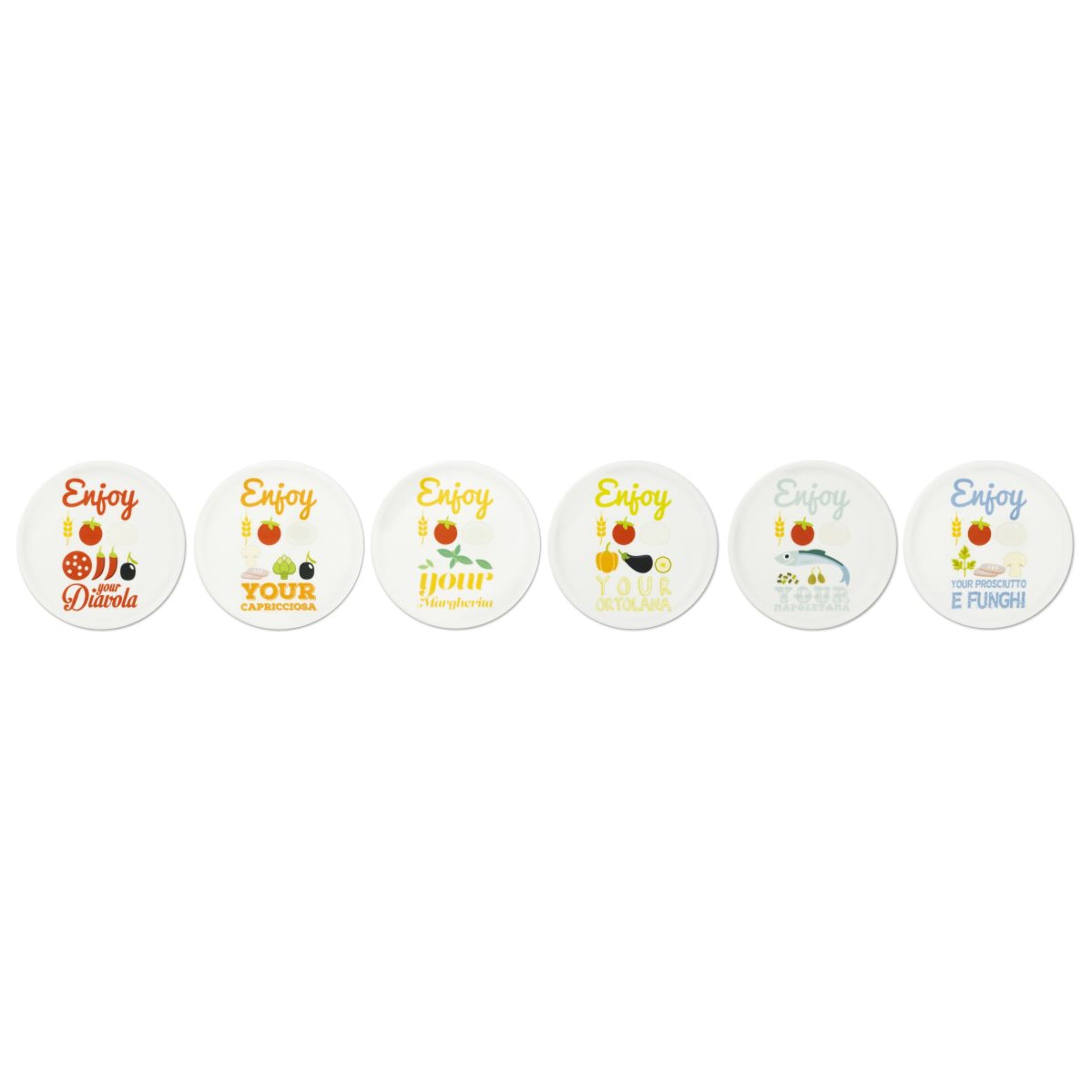 Set de 6 Assiettes à Pizza Excelsa – Enjoyable, Porcelaine Blanche