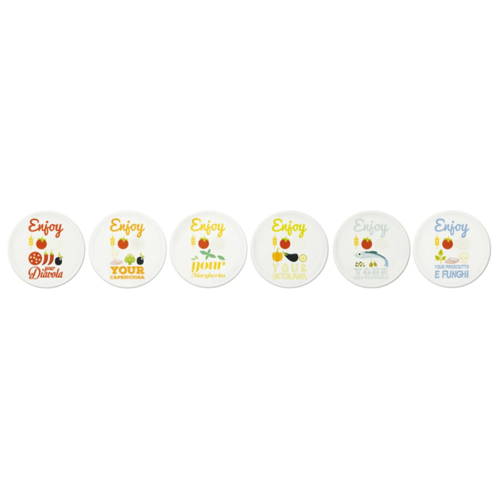 Set de 6 Assiettes à Pizza Excelsa – Enjoyable, Porcelaine Blanche