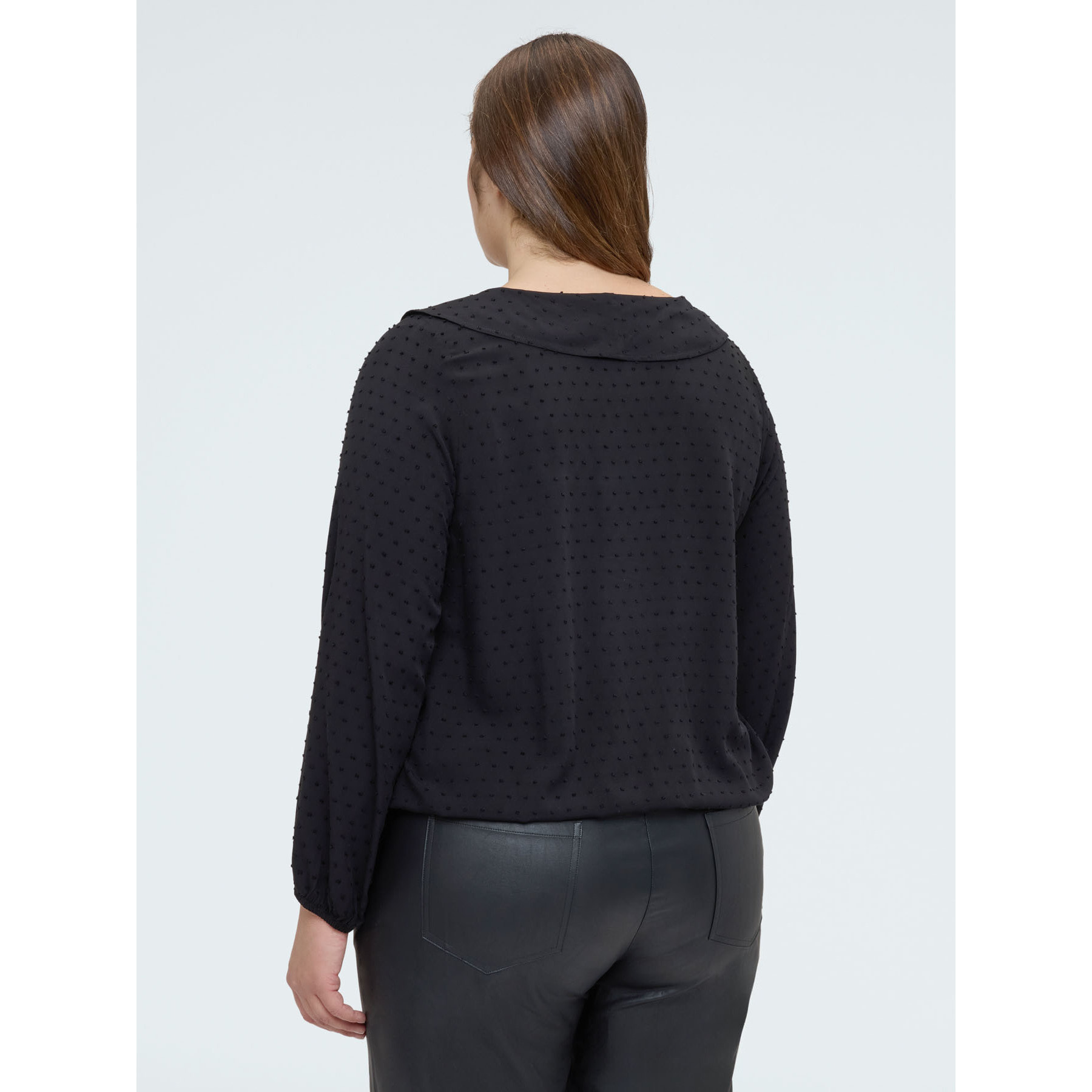 Fiorella Rubino - Blusa in plumetis a pois con volant - Nero