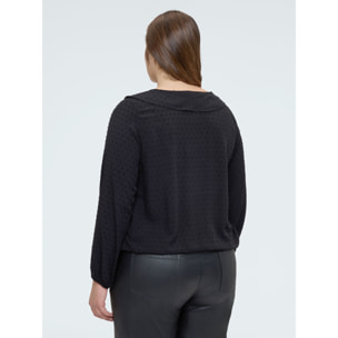 Fiorella Rubino - Blusa in plumetis a pois con volant - Nero