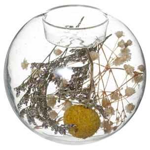 Photophore "Folk" fleurs séchées D10cm