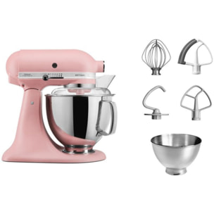 Robot pâtissier KITCHENAID 5KSM175PSEDR rose poudré, 4,8 L, bol avec poignée + bol 3 L, batteur souple et couvercle