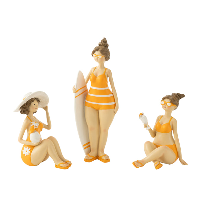 J-Line figurine Baigneuse - polyrésine - orange - 3 pièces
